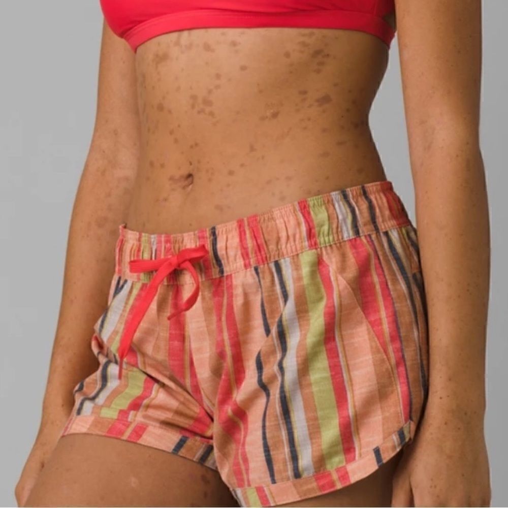 Prana Mariya Short Papaya Soleil Stripe Orange NEW